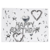 Joyeux Cadeau Anniversaire Sac Coeurs d'argent (Dos)