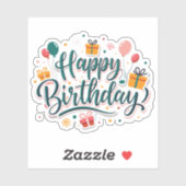 Joyeux cadeau d'anniversaire autocollant (Feuille)
