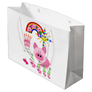 Joyeux cadeau d'anniversaire Sac à porc rose