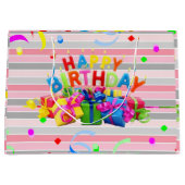 Joyeux cadeau d'anniversaire Stripe de sac cadeau (Devant)