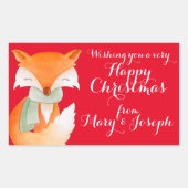 Joyeux cadeau d'art renard de Noël étiquettes (Devant)