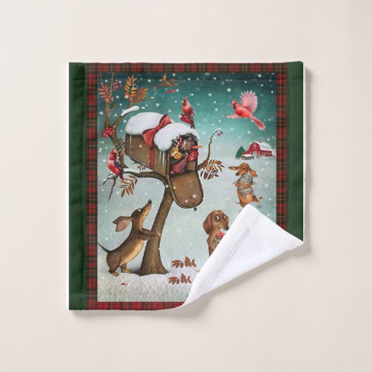 Joyeux cadeau de Noël aux Amoureux de les chiens (Gant de toilette)