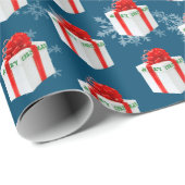 Joyeux Cadeau de Noël et flocons de neige Papier d (Coin rond)