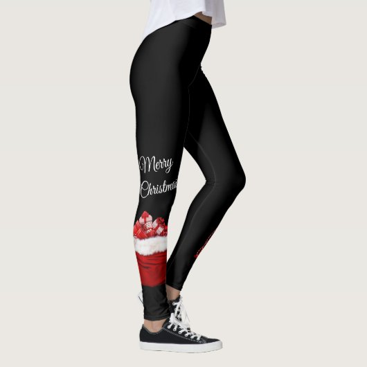 Joyeux cadeau de Noël noir Leggings (Droite)