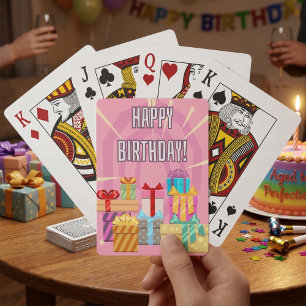 Joyeux Cadeaux D'Anniversaire Sur Cartes De Jeu Ro