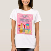 Joyeux Cadeaux D'Anniversaire Sur T-Shirt Rose (Devant)