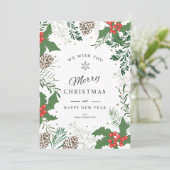 Joyeux cadre de feuillage de Noël Carte de Noël (Debout devant)