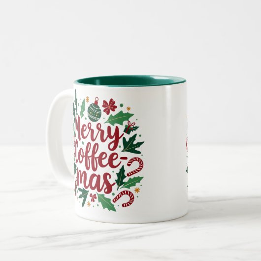 Joyeux café fabuleux Noël Deux Tone café Mug (Devant gauche)
