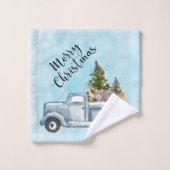 Joyeux Camion de Noël avec de mignons animaux (Gant de toilette)