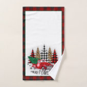Joyeux camion de Noël et arbres (Serviette à main)