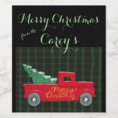 Joyeux Camion rouge Noël avec Étiquettes de vin d' (Étiquettes simples)