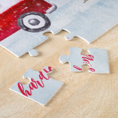 Joyeux Camion rouge Noël gris Jigsaw Puzzle (Côté)