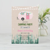 Joyeux camper fille thème invitation (Debout devant)