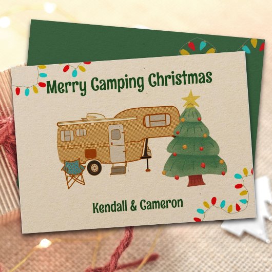 Joyeux Camping Noël Cinquième Roue Carte de voeux