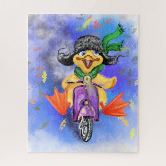 Joyeux canard avec Scooter Funny Puzzle (Vertical)