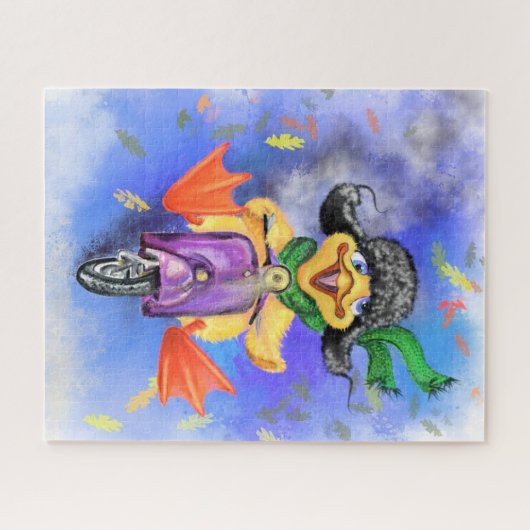 Joyeux canard avec Scooter Funny Puzzle (Horizontal)