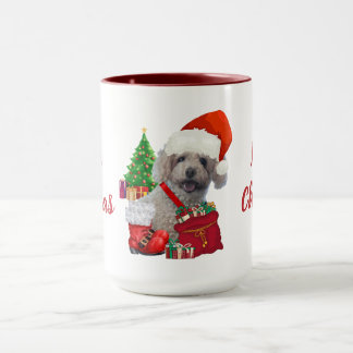Joyeux caniche de Noël Mug de café rouge et blanc
