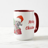 Joyeux caniche de Noël Mug de café rouge et blanc (Devant droit)