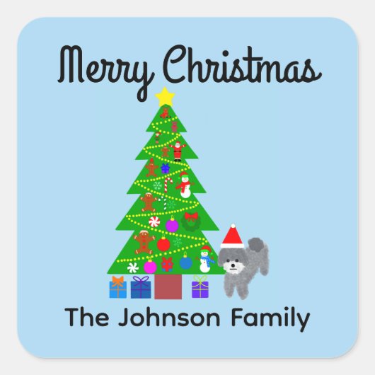 Joyeux caniche gris Noël #5 Stickers (Devant)