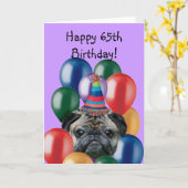 Joyeux carlin d'anniversaire chien carte de voeux (Fleur jaune)