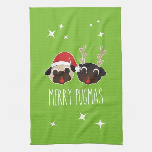 Joyeux carlin Père Noël et serviette de plat de (Vertical)