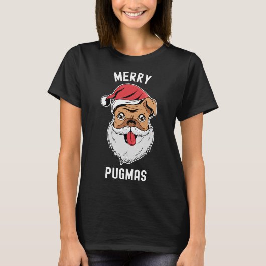 Joyeux Carlin Pugmas Avec T-Shirt Classique Santa (Devant)