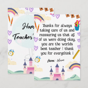 Joyeux carte de remerciements du jour de l'enseign