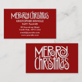 Joyeux Carte de visite blanc de Noël (Devant / Derrière)