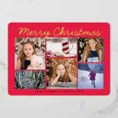 Joyeux Carte photo à huile de Noël Rouge classique (Recto)