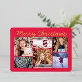 Joyeux Carte photo à huile de Noël Rouge classique (Debout devant)