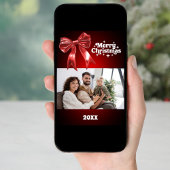 Joyeux carte photo arc rouge Noël