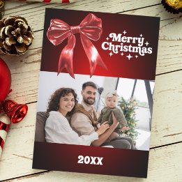 Joyeux carte photo arc rouge Noël