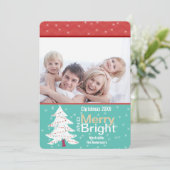 Joyeux Carte photo brillant Retro Red Mint Pine Tr (Debout devant)