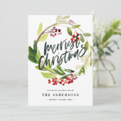 Joyeux carte photo d'aquarelle de Noël (Debout devant)