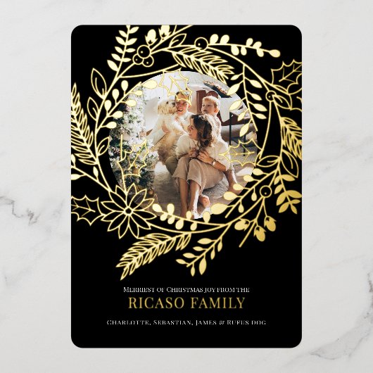 Joyeux Carte photo de couronne de Noël (Recto)