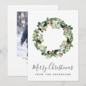 Joyeux Carte photo de Noël avec couronne de Noël (Devant / Derrière)