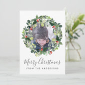 Joyeux Carte photo de Noël avec couronne de Noël (Debout devant)