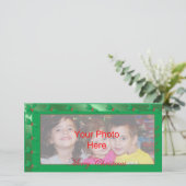 Joyeux Carte photo de Noël Modèle Green Holly (Debout devant)
