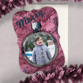 Joyeux Carte photo de Noël Pink Bauble