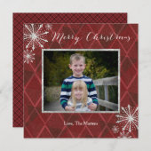 Joyeux Carte photo de Noël Plaid Dimond Snowflake (Devant / Derrière)