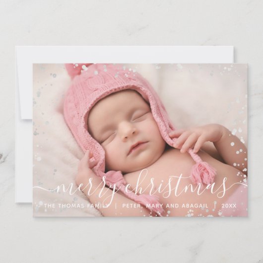 Joyeux Carte photo de Noël Silver (Devant)