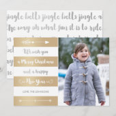 Joyeux Carte photo de Noël Silver et Gold Stripe (Devant / Derrière)