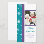 Joyeux Carte photo de Noël Turquoise Snowflakes (Devant / Derrière)