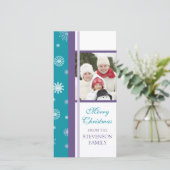 Joyeux Carte photo de Noël Turquoise Snowflakes (Debout devant)