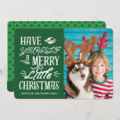 Joyeux Carte photo de Noël (Vert) (Devant / Derrière)