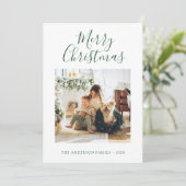 Joyeux Carte photo de Noël Vert minimaliste (Debout devant)