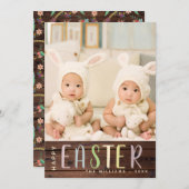 Joyeux Carte photo de Pâques - Fleurs Rustiques Fl (Devant / Derrière)