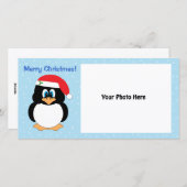 Joyeux Carte photo de pingouin de Noël (Devant / Derrière)