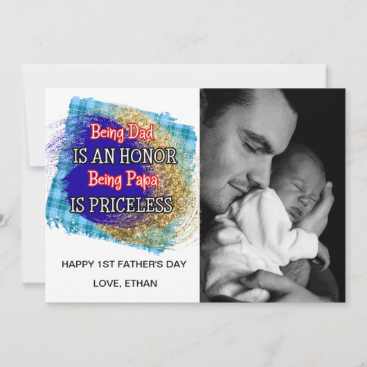 Joyeux Carte photo de première Fête des pères (Devant)