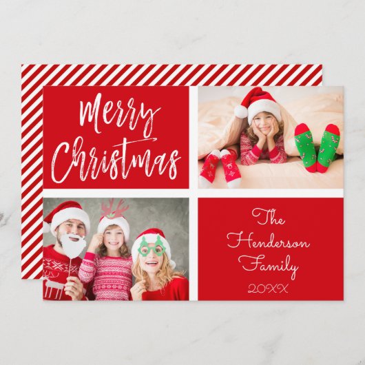 Joyeux Carte photo de script lettres main Noël (Devant / Derrière)